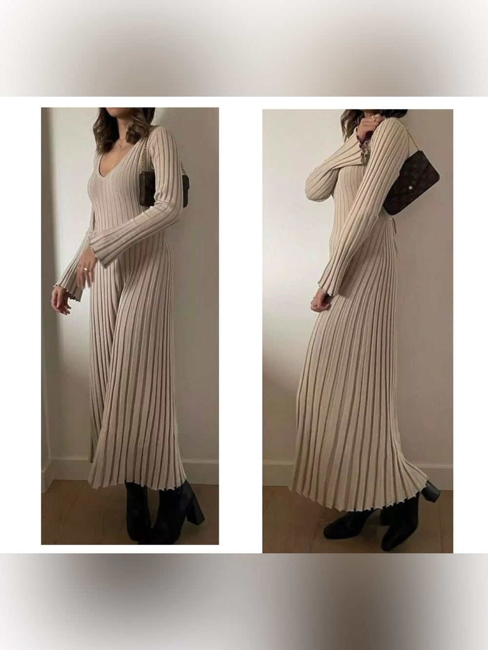 DISSH Reign Long Sleeve Stretch Ribbed Knit Midi Dress Stone Size Small NEW - Picture 12 of 13